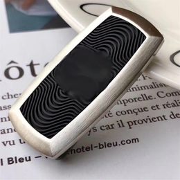 Clip d'argent de mode en acier inoxydable Black Rubber Pattern Moneyclips pour les hommes et les femmes Non Box268k