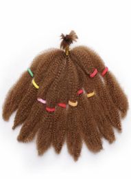 Mode mongole afro crépus bouclés faisceaux de cheveux en vrac extensions de cheveux synthétiques courte blonde 10 pouces 50g cheveux tressés pour bla4705068