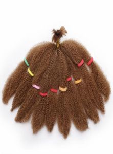 Mode mongole afro crépus bouclés faisceaux de cheveux en vrac extensions de cheveux synthétiques courte blonde 10 pouces 50g cheveux tressés pour bla4705068