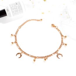 Mode lune perles bracelets de cheville femmes classique concepteur titane acier haute qualité pied chaîne bijoux cadeaux pour dames