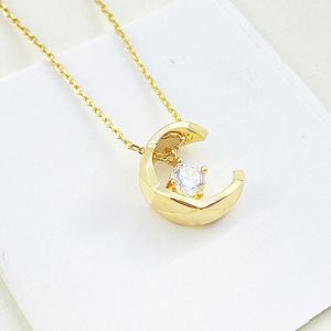 Fashion Moon Star Designer ketting vergulde roségouden ketting ananas ananas aangepaste hanger keten hebben ingelegde diamant designer sieraden 2 patronen fijne kwaliteit cadeau