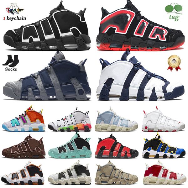 Moda Mores Uptempos Zapatos de baloncesto Diseñador OG UNC Negro Blanco Bulls Hoops Pack Multicolor Light Aqua Peace Aqua Bone Scottie Pippen Hombres Mujeres Zapatillas de deporte