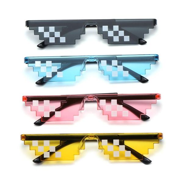 Gafas de sol de mosaico de moda Gafas Deal With It Gafas Pixel Gafas de sol de mosaico negro Chistes divertidos Juguetes divertidos 5 colores