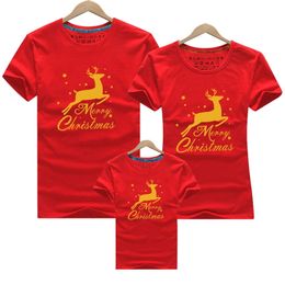 Mode Mère Père Bébé Coton Vêtements Noël Cerf Vêtements T-shirt Famille Correspondant Tenues 210417