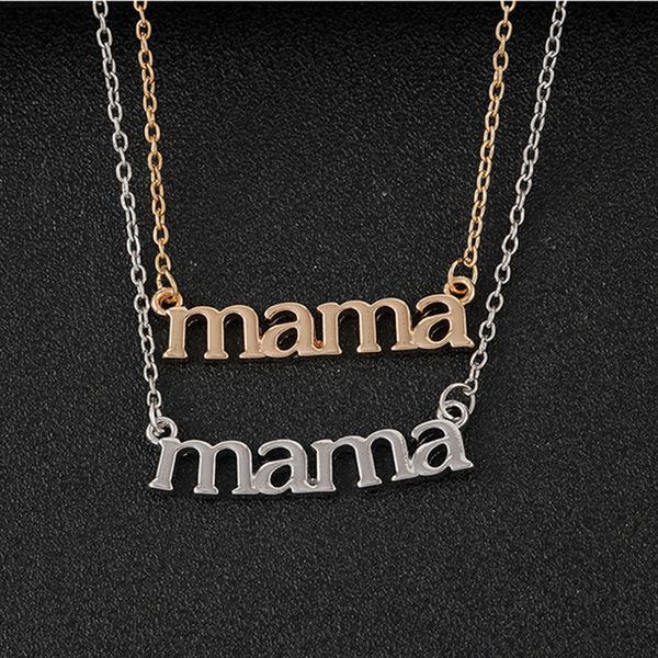 Moda Día de la Madre mamá Carta Colgantes Diseñador Collar Mujer Sudamericano Plata Colgante Aleación Oro Collares Cadena Joyería Gargantillas Accesorios Mamá Regalo