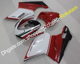 Kit de moto de moda para Ducati 848 1098 2007-2011 1098S 1198 07-11 Juego completo de carenado de motocicleta negro rojo blanco (moldeo por inyección)