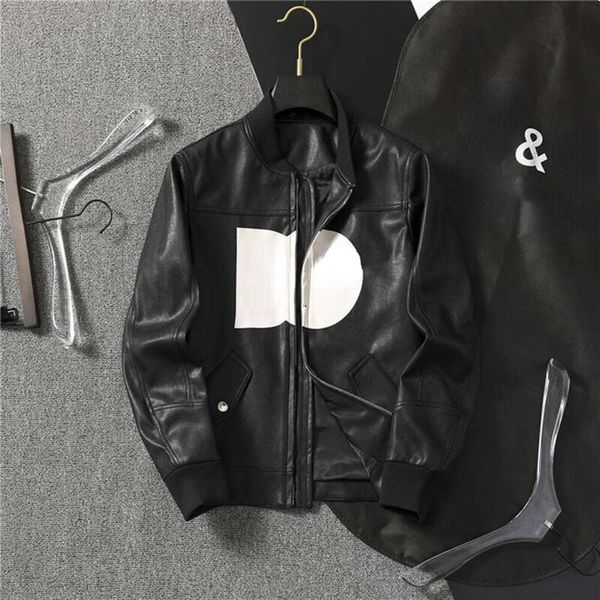 Traje de motocicleta a la moda, chaquetas de cuero para hombre, chaqueta de diseñador DGdg, cárdigan ajustado con cremallera, abrigo cortavientos de cuero negro para hombre