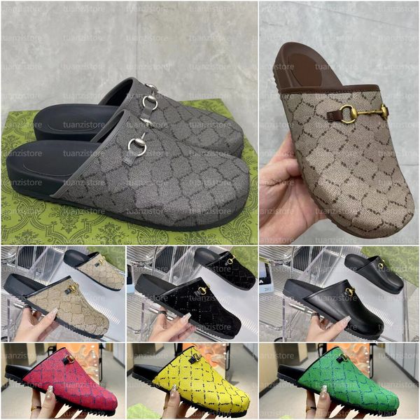 Zapatillas de mula de moda hombres diseñadores mujeres mujeres casuales de caballos males zapatillas de cuero de lujo al aire libre no salpicaduras