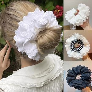 Cintas para el pelo elásticas de encaje multicapa a la moda, coletas elegantes para niñas, accesorios para el cabello románticos para mujeres