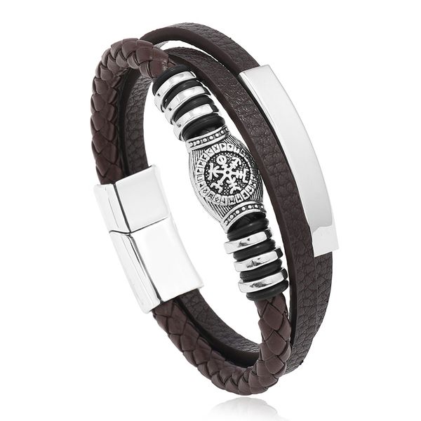 Fashion Multi Layered Leather Bracelet Bangle Retro Jewelry for Men Gift