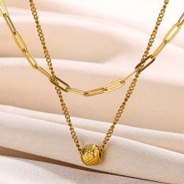 Mode Multi-gelaagde Draaibare Balvormige 14k Geel Gouden Ketting Hanger Voor Vrouwen Kinketting Choker Ketting Kerstcadeau