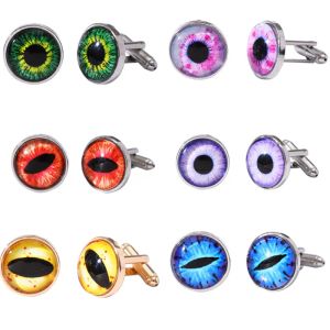 Moda Multicolor Evil Eye Gemelos Diseñador Hombre Aleación Oro Plateado Gemelos Azul Rojo Amarillo Para hombre Gemelos Camisa redonda Traje de negocios Regalo de la joyería