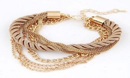 Braccialetti con ciondoli da donna multistrato moda esagerata catena d'oro braccialetto braccialetto di alta qualità di gioielli in corda intrecciata5880830