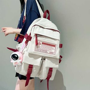 Mochila de nailon multibolsillo a la moda para mujer, bolso trasero impermeable grande para mujer, mochila escolar portátil para niña y estudiante, genial 230223