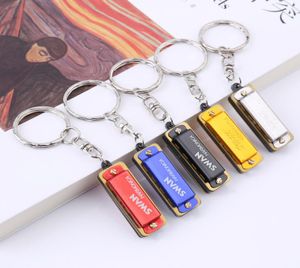 Fashion Music Design Keychain Mini Harmonica Keyring Car Mouth Organ Pendant voor Bag Key Ring Gift4901934