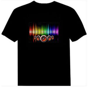 Mode, Muziek Party Equalizer LED T-shirt, El T-shirt Geluid geactiveerd knipperende t-shirt licht op en neer, gratis verzending