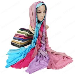 Mode musulman écharpe femmes brillant Hijab plaine châles foulards tête enveloppement musulman foulard Hijab musulman foulard