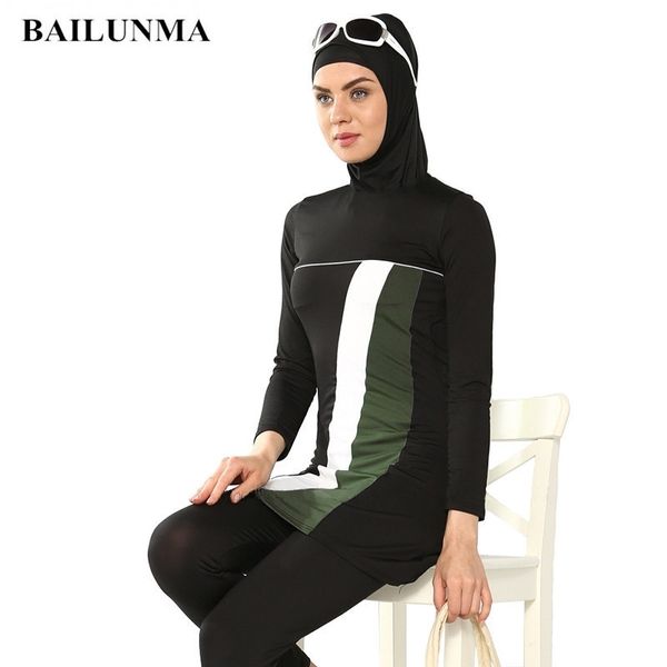 Mode Musulman Femmes Maillots De Bain costume complet pour la natation Islamique Maillot de Bain Full Face Hijab Natation Beachwear Maillot de Bain Sport Vêtements T200708