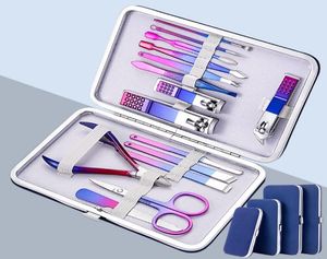 Kits d'art d'ongle de mode coupe-ongles en acier inoxydable coloré ensemble de manucure entier outils pinces à cuticules pour Salon de beauté9139282