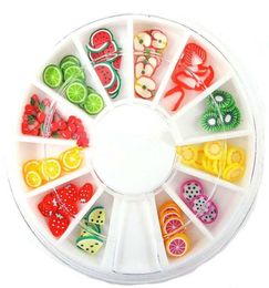 Mode ongles bricolage Fruits paillettes décorations 3D polymère argile douce minuscules tranches de fruits Fimo roue Nail Art Designs6856214
