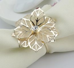 Mode Servet Ringen Upscale Goud Bloem Rhinestone Bruiloft Servet Ring Home Hotel Mooie Tafeldecoratie Gratis DHL SN2780