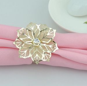 Fashion Napkin anneaux haut de gamme Gold Flower Rhingestone Wedding Party Party Ring Home El Beautiful Table Decoration DHL WX914447686