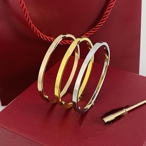 Moda Versión estrecha Pulsera Brazalete de diseño Acero de titanio para hombre y para mujer Oro rosa de 18 quilates Moda popular No se descolora Color Amor Pulsera de diamantes