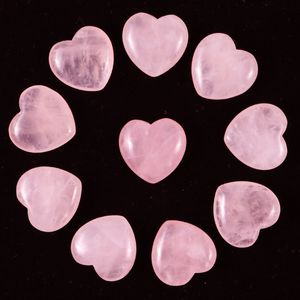 Fashion Natural crystal Semi-precious stone 20mm heart love Rose Quartz Crystal Minerale Gemstone Reiki jewelry Home Decoration