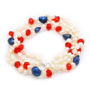 Collier de perles d'eau douce naturelles à la mode, collier de perles irrégulières de 7 à 8mm avec bijoux à breloques féminines