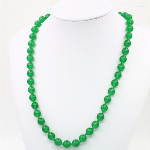 Mode Pierre Naturelle Vert Malais Jades 8mm 10mm Long Collier Madame Bijoux Femmes Cadeau D'anniversaire Personnalisé 18 pouces Y92 Chaînes Morr22