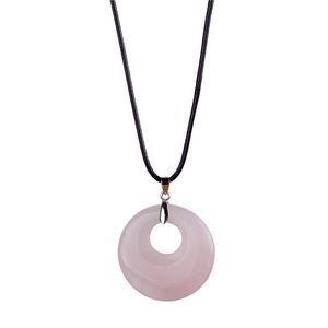 Mode Natuurlijk turquoise hanger ketting tijger eye rose quartz kristallen lederen ketens ketting sieraden kerstcadeau 3957