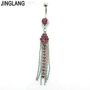 Fashion Navel Rings 316L Chirurgisch staal Danggere Rhinestone Chain Fake Buff Rings Body Piercing Jewelry L230808