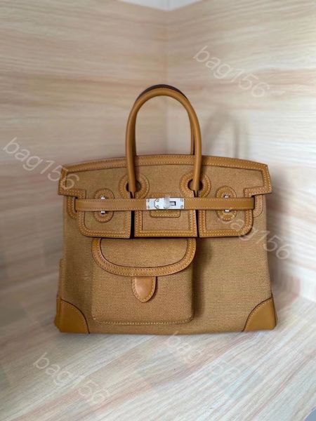 Moda Navy Lady Cabas Diseñador Totes Top Algodón Lona Cuero Bolsa de asas Familia París Bolsos Gran capacidad Mujeres Compras Bolso cruzado Bolsos de hombro de lujo 10A