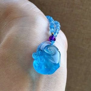 Mode-neckalce 10028 fijne sieraden 100% natuurlijke gesneden 6grams blauwe aquamarijn vrouwelijke vrouwen edelstenen hanger kettingen