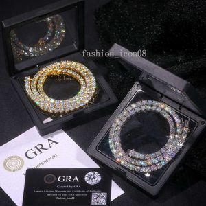 Collier de mode Bracelet passe en diamant Test Hip Hop Jewelry Factory Iced Out 3 mm 4 mm 5 mm 6 mm Vvs Diamond Diamond 20 pouces