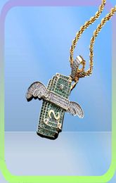 Chaînes de collier de mode Nouveau Iced Out Flying Cash Solide Pendentif Collier Hommes Hip Hop Or Argent Couleur Charme Chaîne Bijoux Cadeaux256740233