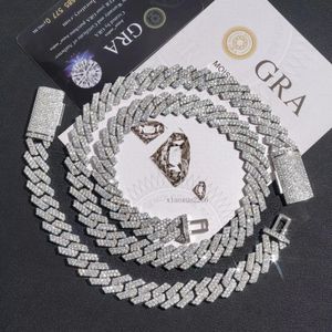 Mode kettingontwerper Cubaanse ketting voor mannen vergulde goud 12 mm 14 mm w 2 rij moissaniet diamant hiphop ketting heren sieraden personaliseren choker dames cadeau