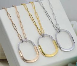 Mode ketting ontwerper familie slot hanger ketting verguld met 18K goud U-vormige slotketting dames hoefijzer halve diamant klein slot