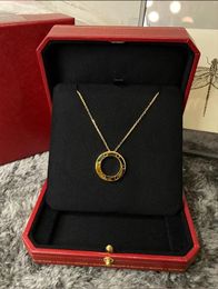 Collier de mode bijoux de créateur Double anneaux pendentif en diamant colliers en or Rose pour femmes cadeau bijoux
