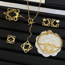 mode ketting ontwerpers sieraden set 925 zilveren oorbellen ringen brief armband gouden ketting voor mannen dames oorbel mode-accessoires G5
