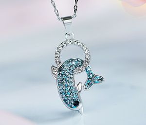 Mode ketting S925 Sterling zilveren hanger met Swarovski Crystal ketting