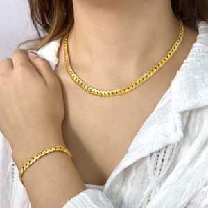 Collier à la mode, tendance, cool, rétro, personnalité, plaqué or, chaîne en relief faite à la main, collier minimaliste, bracelet à air, ensemble de bijoux