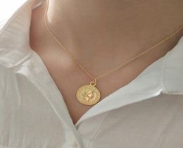 Collier Vintage avec pendentif en forme de pièce de monnaie pour femme, chaîne à longue clavicule, bijoux à la mode, Whole1317097