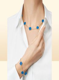 Collares de moda diseñadores Collar de trébol de cuatro hojas conjuntos de joyas para mujeres collares y pulseras 5 mos regalo joyería de lujo de acero inoxidable boda7955239