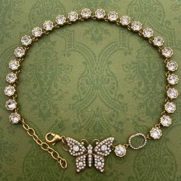Collares de moda colgantes nuevas mariposas llenas de collares de diamantes collares colgantes cordones de joyería y collares con caja