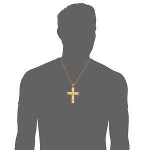 Mode-Nieuwe 18K Vergulde Kruis Mannen Ketting Rvs Sieraden Groothandel Heilige Bijbel Trendy Double Sides Cross Hanger Sieraden P815