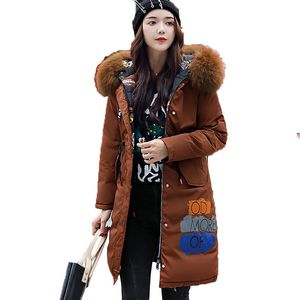 Mode-Nieuwe 2020 Beide Kanten Jas Dames Mid-Long Winter Red Jacket Stand Collar Hood Design Oversize Echte Bont Dikke Parka Plus Size PJ223