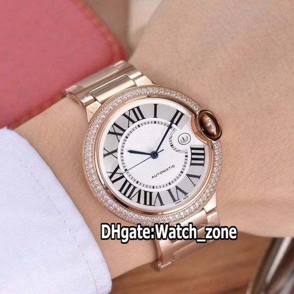 Fashion Nouvelle date de 36 mm WJBB0005 White Dial Seagull Seagull Automatic Fomens Watch Diamond Mezel Rose Gold Bracelet Ladies Watches Watch Zon278J