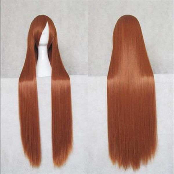 Mode nouveau Anime cosplay 100 cm cheveux longs et raides Orange wig270g