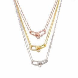 Moda nuevo hermoso cierre doble cristal completo para mujer collar joyería tornillo gran pastel U forma collar de plata